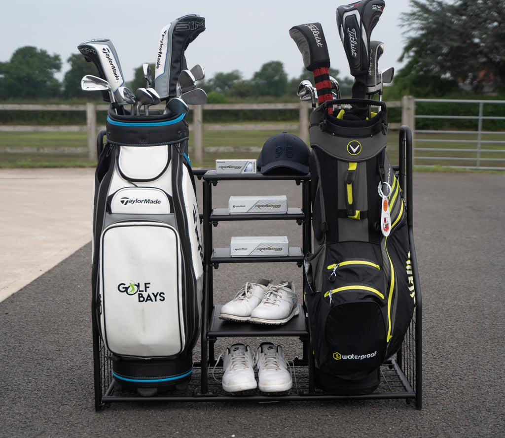 Dual Golf Bag Display & Storage Organizer