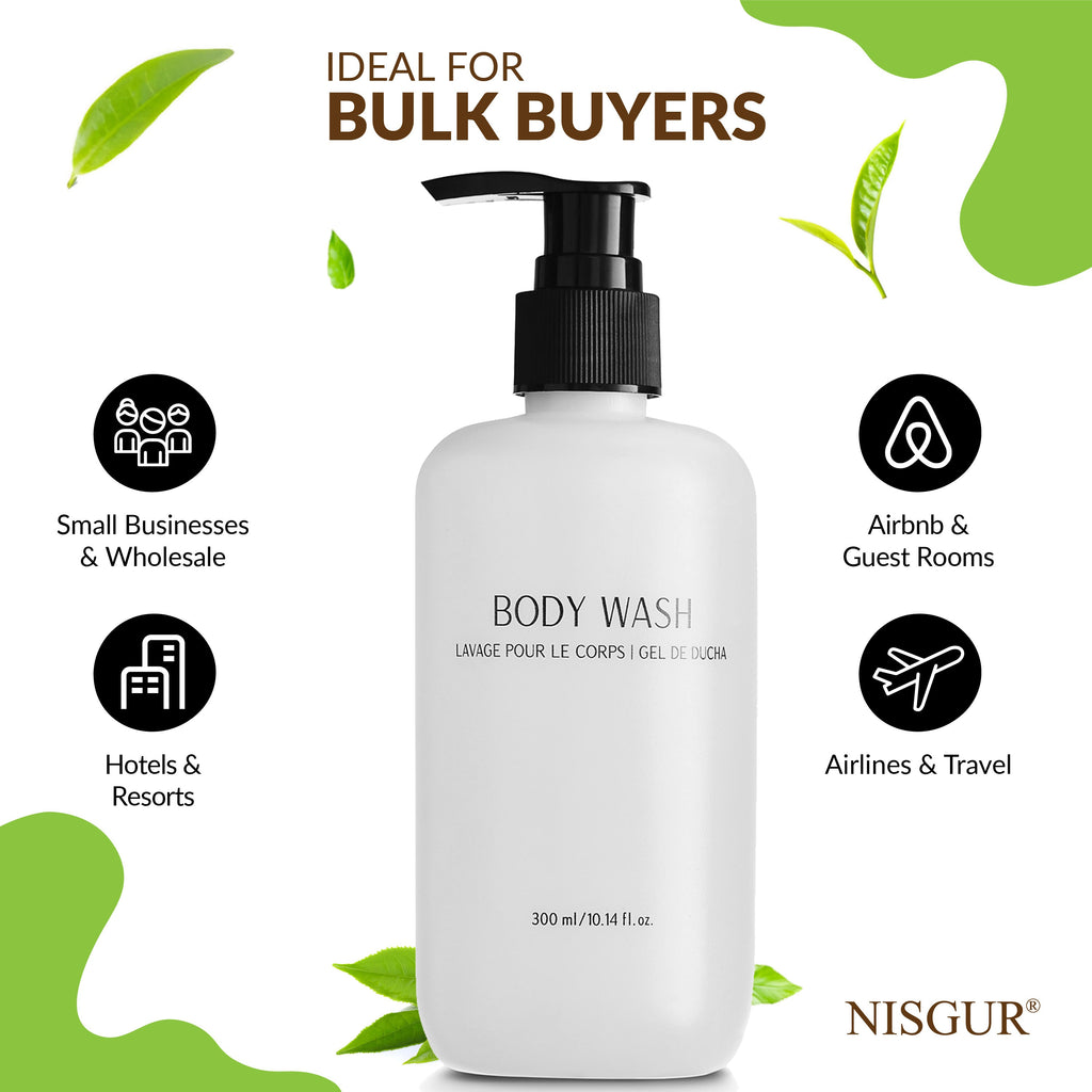 Nisgur Body Wash Pump Bottles, 300 mL - 12 Pack