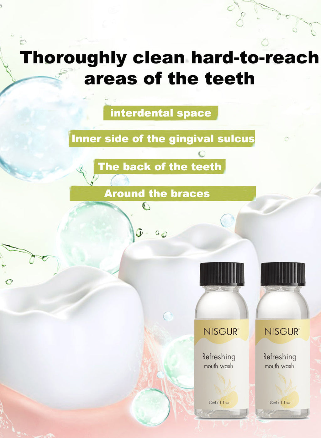 Nisgur Mint Mouthwash, 30 mL - 144 Pack
