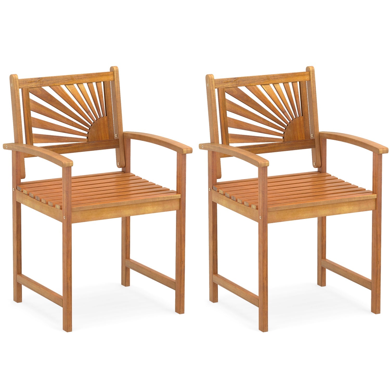 Acacia Wood Patio Dining Chairs - Set of 2