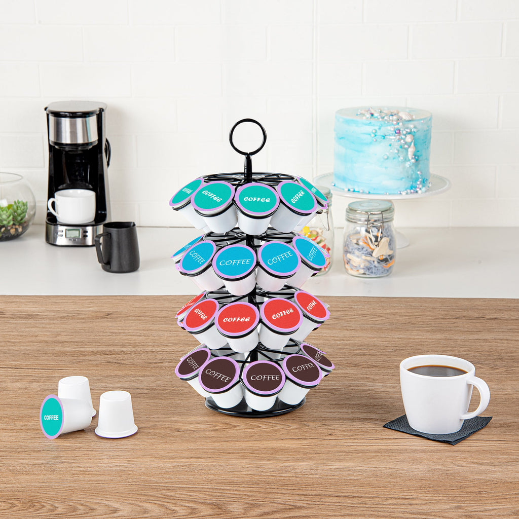 Revolving Iron Coffee Pod Holder – Holds 36 K-Cups