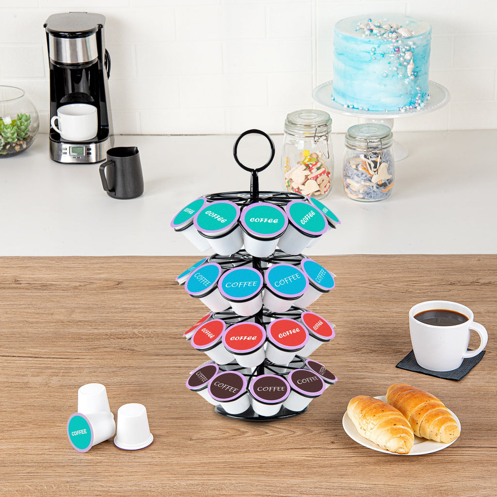 Revolving Iron Coffee Pod Holder – Holds 36 K-Cups