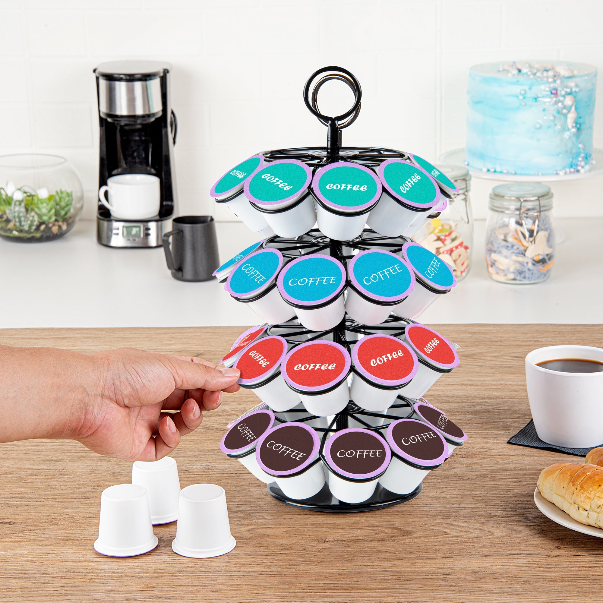 Revolving Iron Coffee Pod Holder – Holds 36 K-Cups