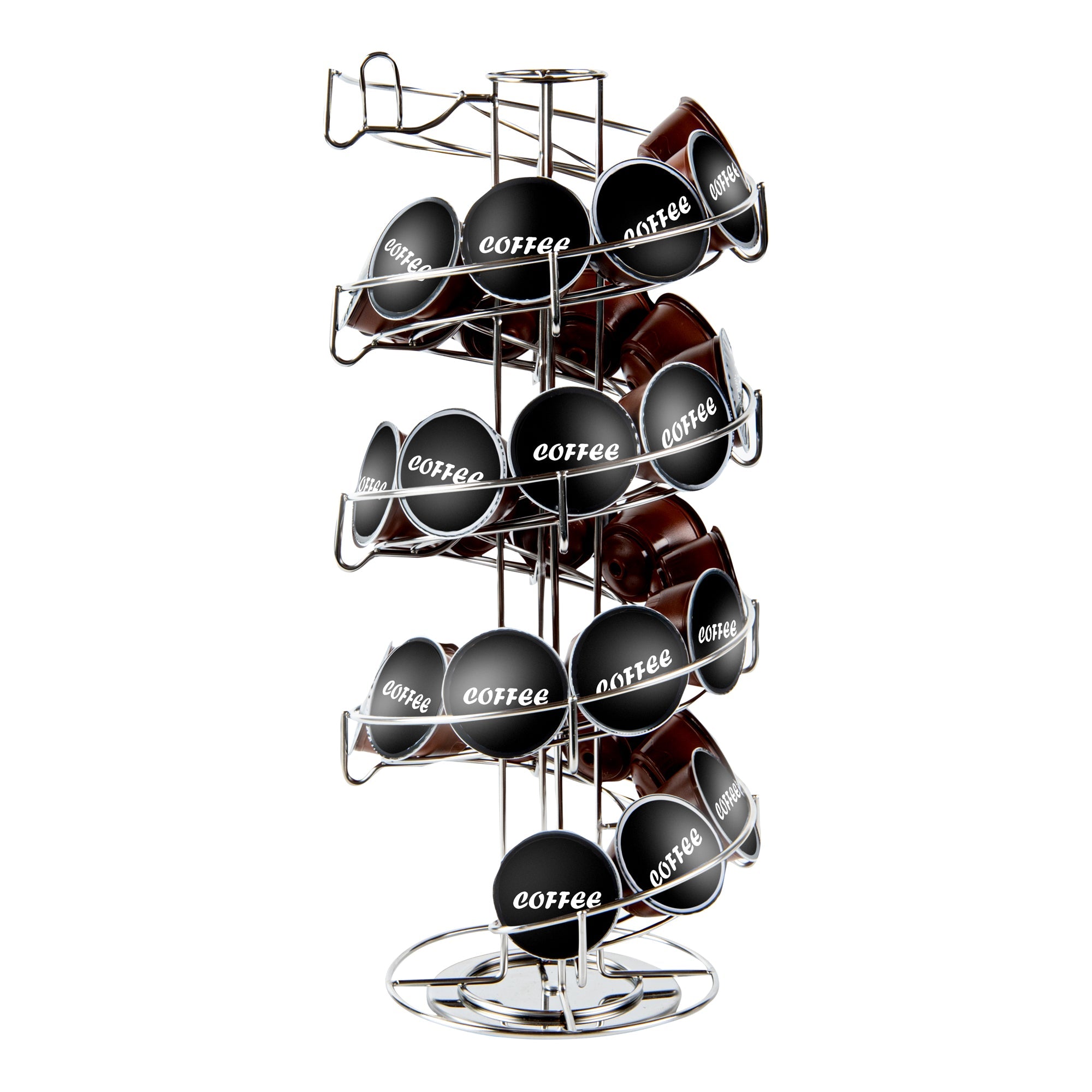 Revolving Stainless Steel Coffee Pod Holder – Holds 35–50 K-Cups