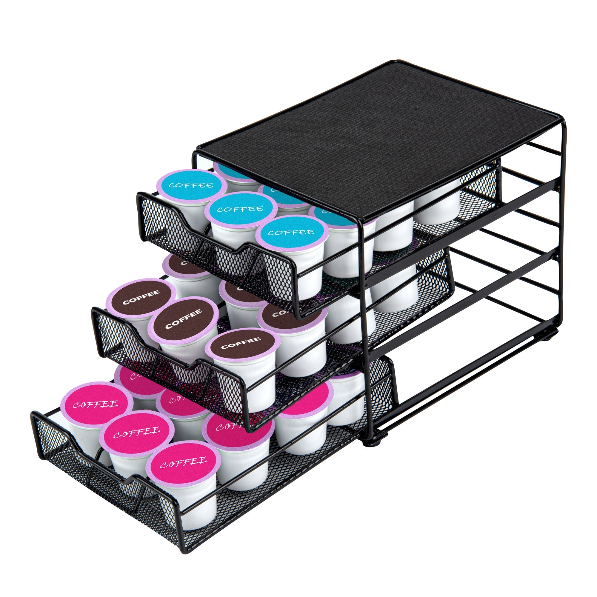 Restpresso Iron Coffee Pod / Capsule Storage Drawer - 3-Tier, Holds 36 K-Cups - 7" x 8 1/2" x 7 1/2" - 1 count box