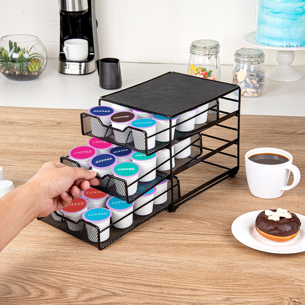 Restpresso Iron Coffee Pod / Capsule Storage Drawer - 3-Tier, Holds 36 K-Cups - 7" x 8 1/2" x 7 1/2" - 1 count box