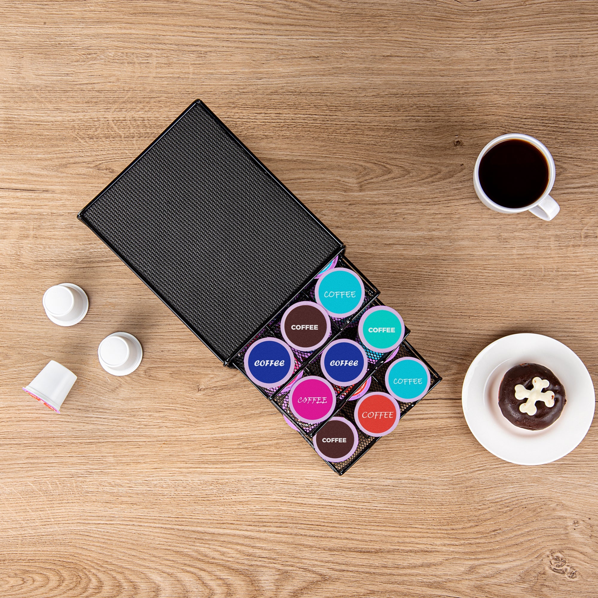 Restpresso Iron Coffee Pod / Capsule Storage Drawer - 3-Tier, Holds 36 K-Cups - 7" x 8 1/2" x 7 1/2" - 1 count box