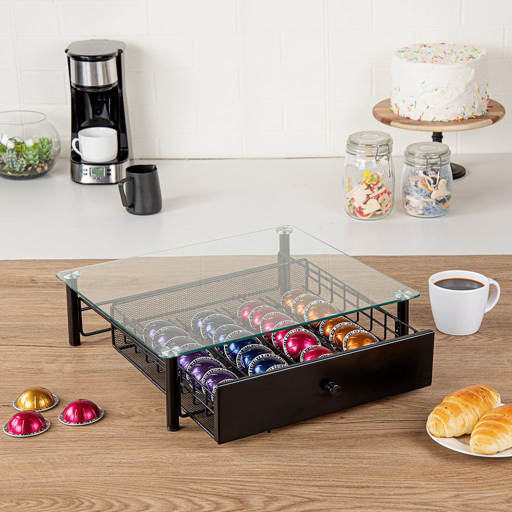 Iron Coffee Pod Storage Drawer for Nespresso Vertuo Capsules