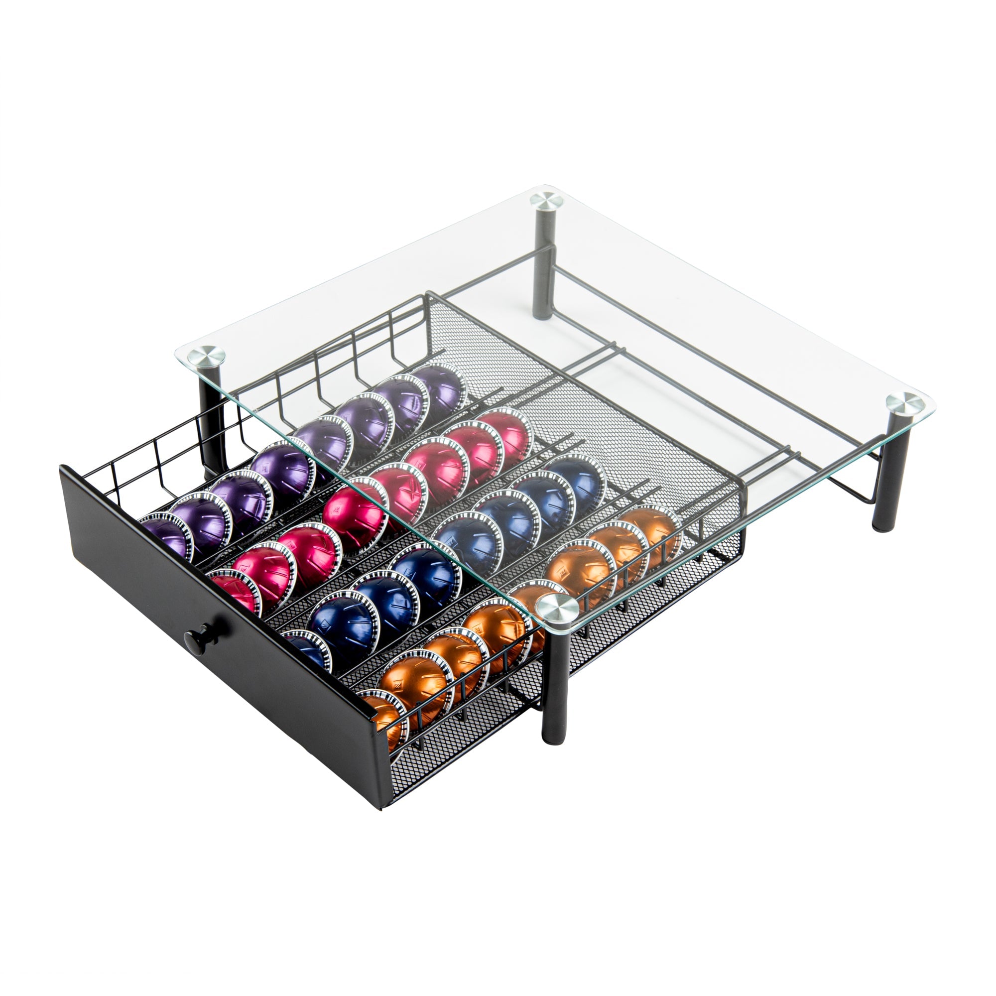 Iron Coffee Pod Storage Drawer for Nespresso Vertuo Capsules