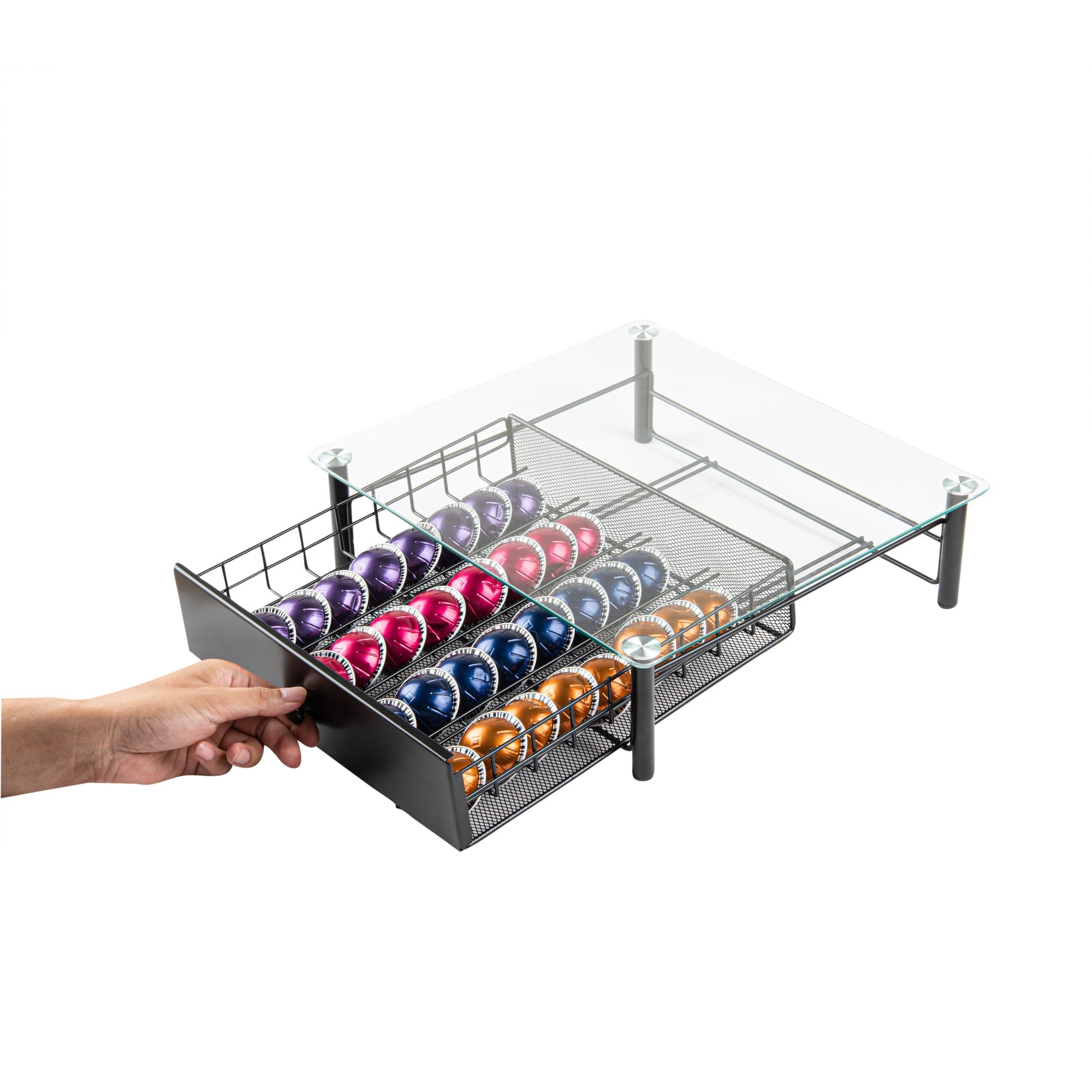Iron Coffee Pod Storage Drawer for Nespresso Vertuo Capsules