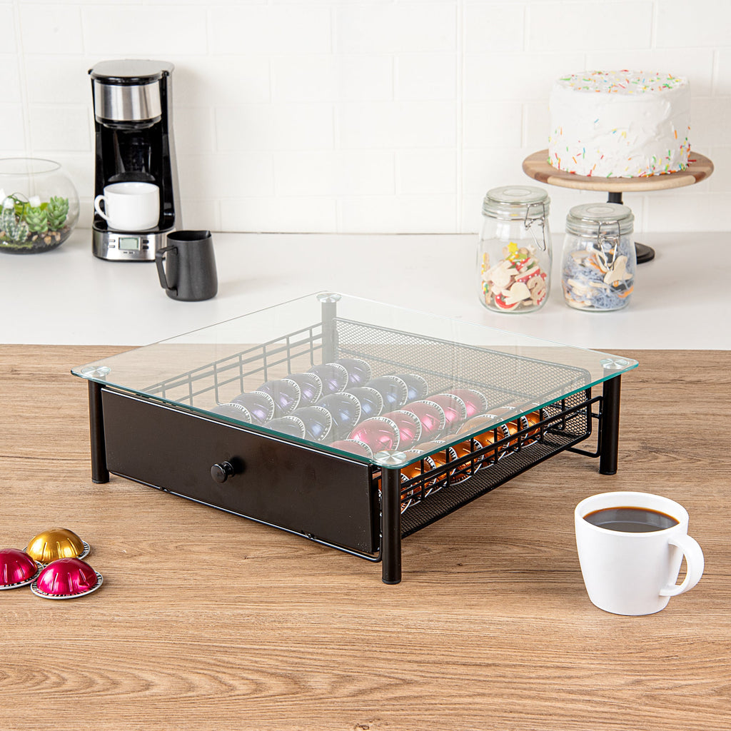 Iron Coffee Pod Storage Drawer for Nespresso Vertuo Capsules