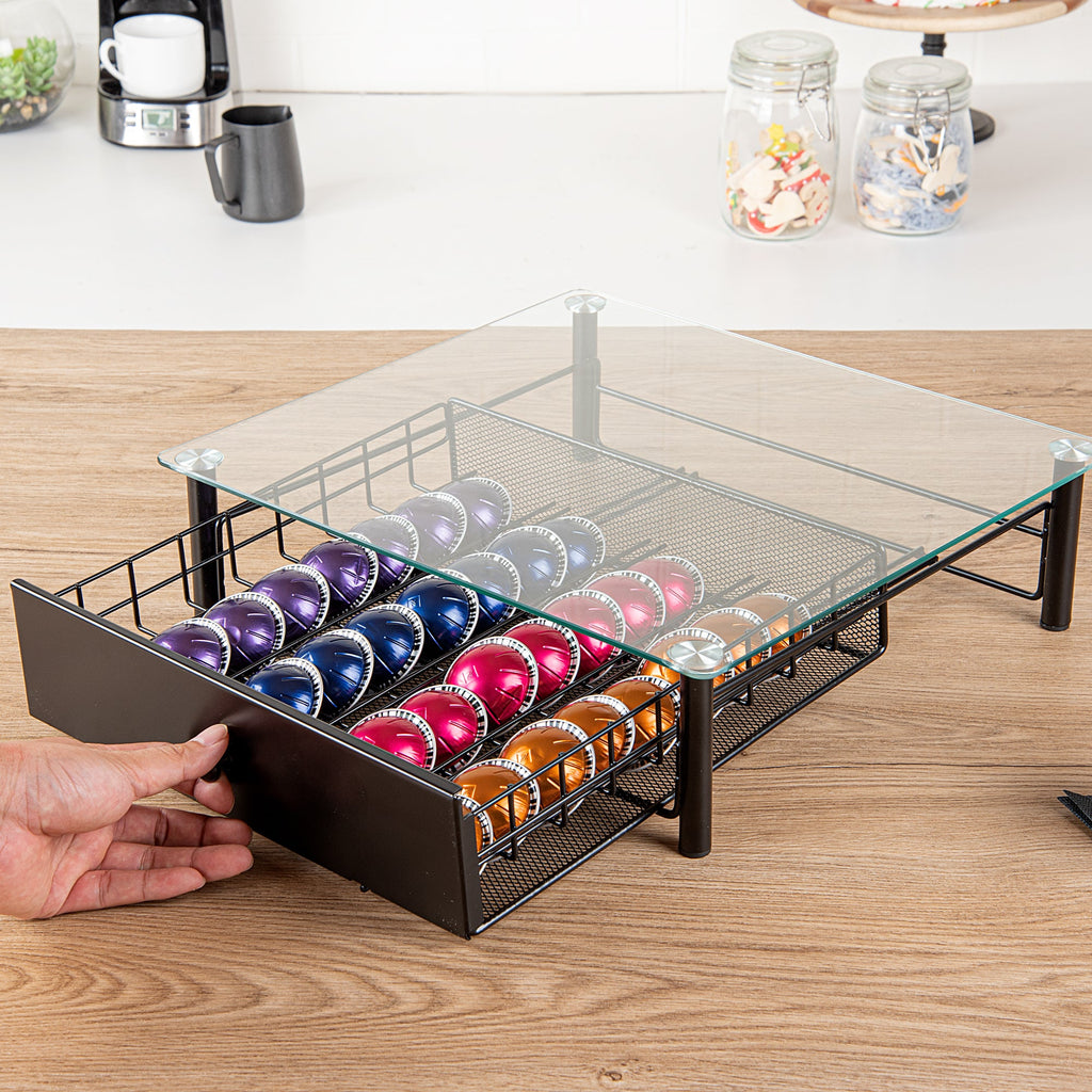 Iron Coffee Pod Storage Drawer for Nespresso Vertuo Capsules