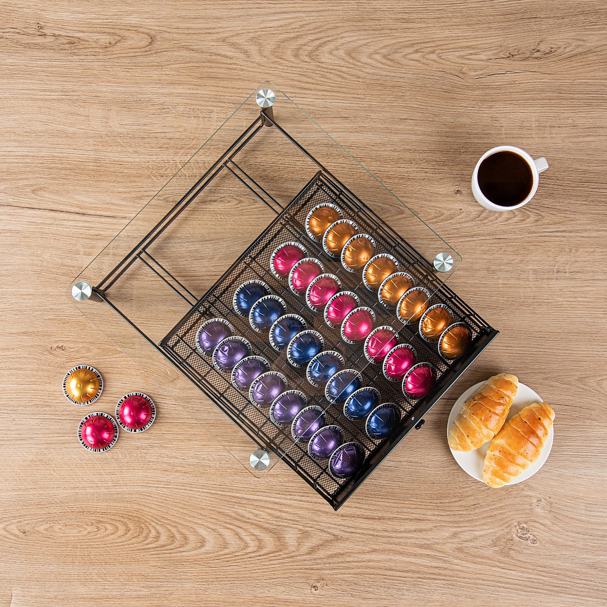 Iron Coffee Pod Storage Drawer for Nespresso Vertuo Capsules