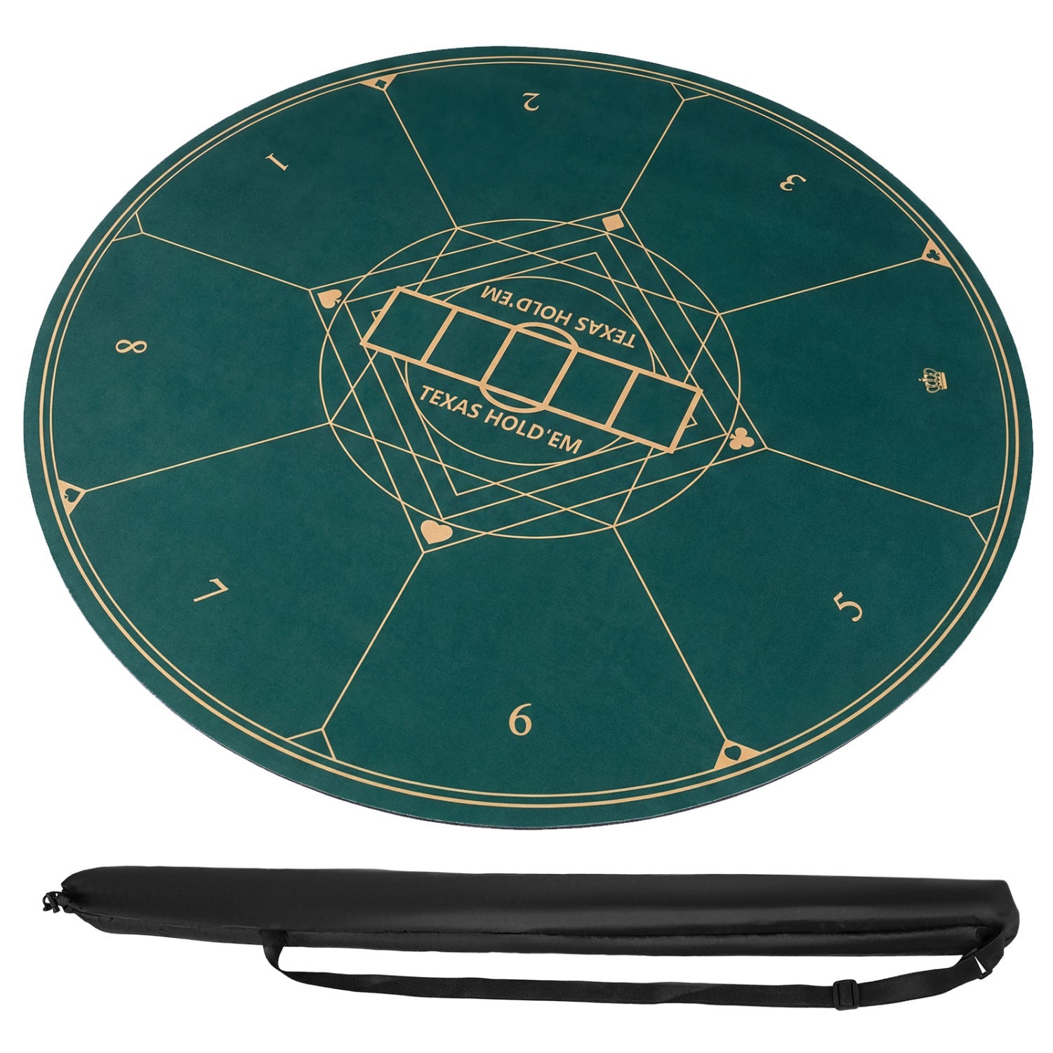 Round Poker Mat for Texas Hold'em 40 inch Portable Foldable Anti-Slip Rubber Base Table Layout