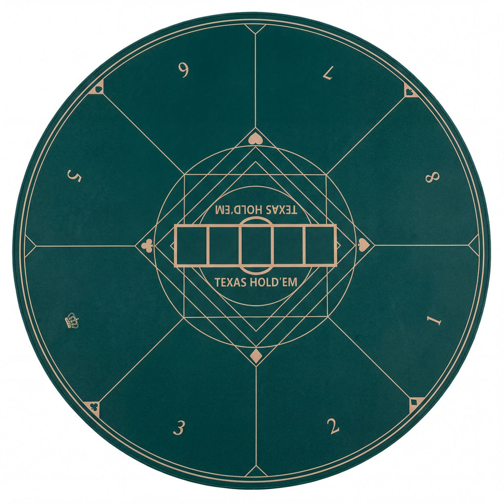 Round Poker Mat for Texas Hold'em 40 inch Portable Foldable Anti-Slip Rubber Base Table Layout