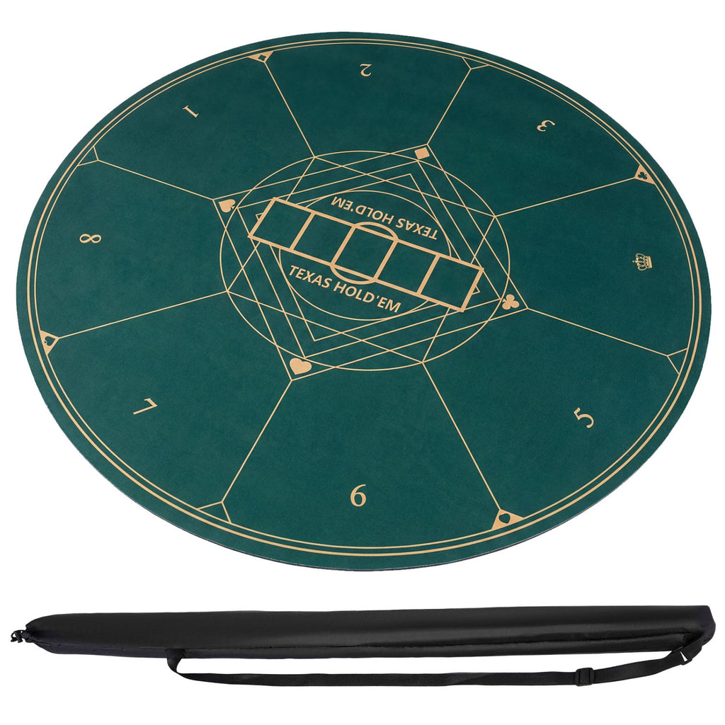 Round Poker Mat for Texas Hold'em 47" with Carrying Bag for 8-Player
