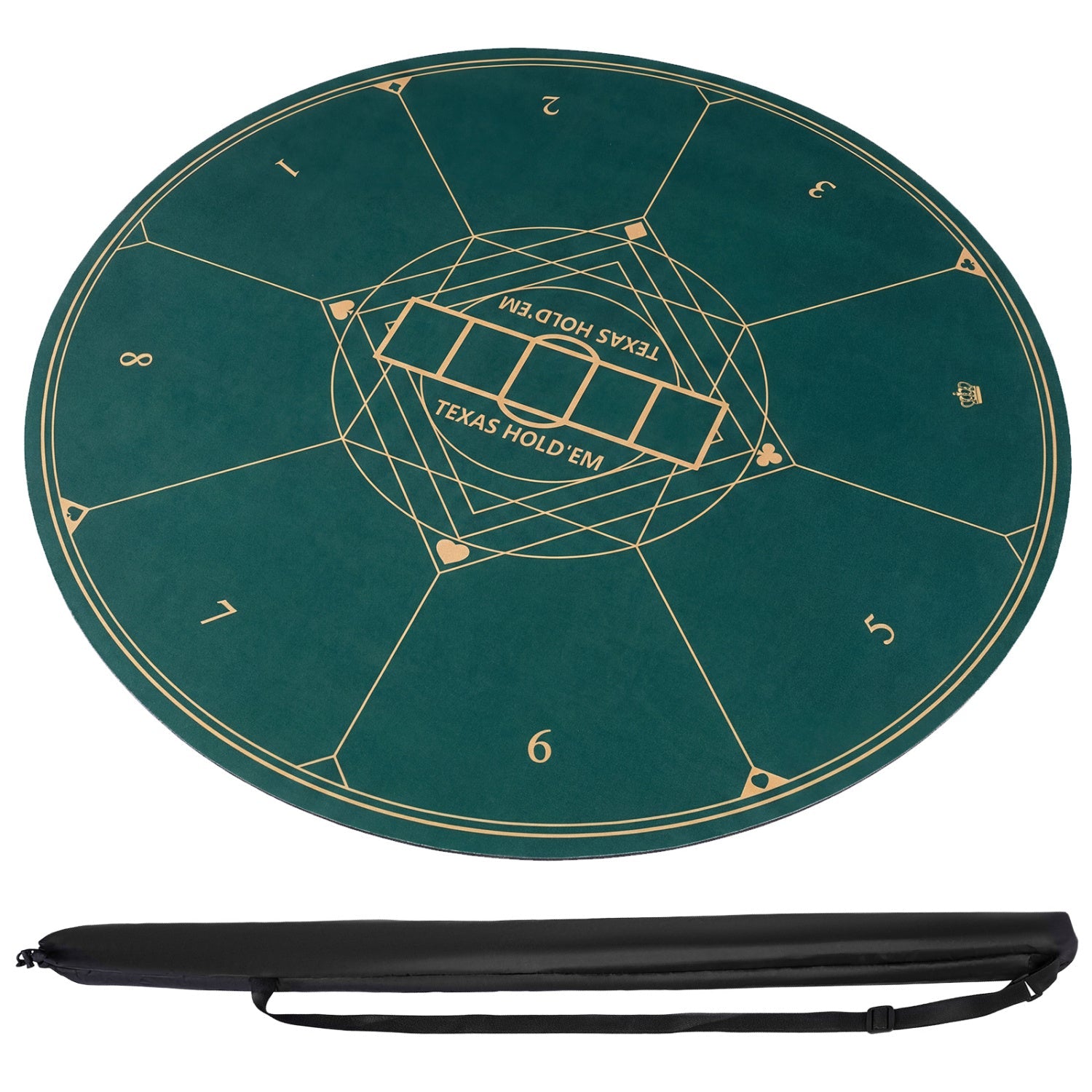 Round Poker Mat for Texas Hold'em 47" with Carrying Bag for 8-Player