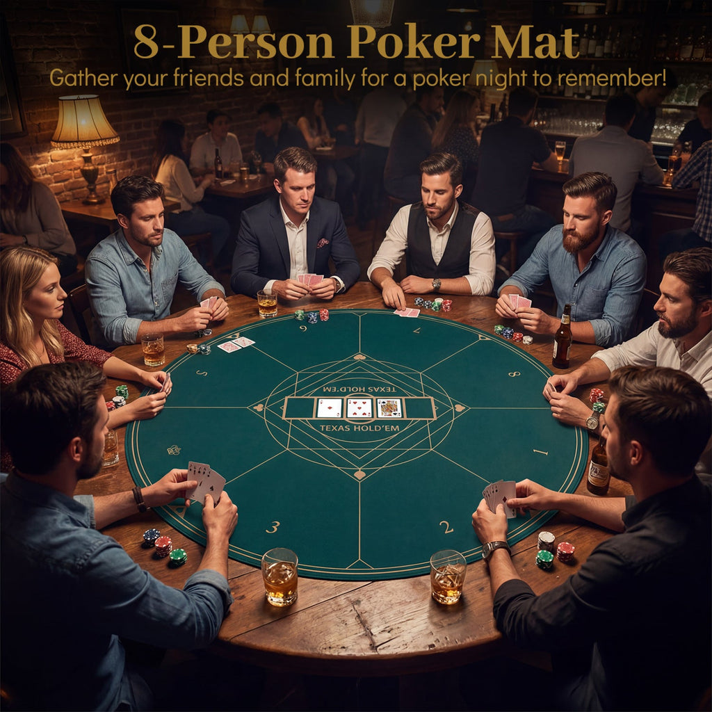 Round Poker Mat for Texas Hold'em 47" with Carrying Bag for 8-Player