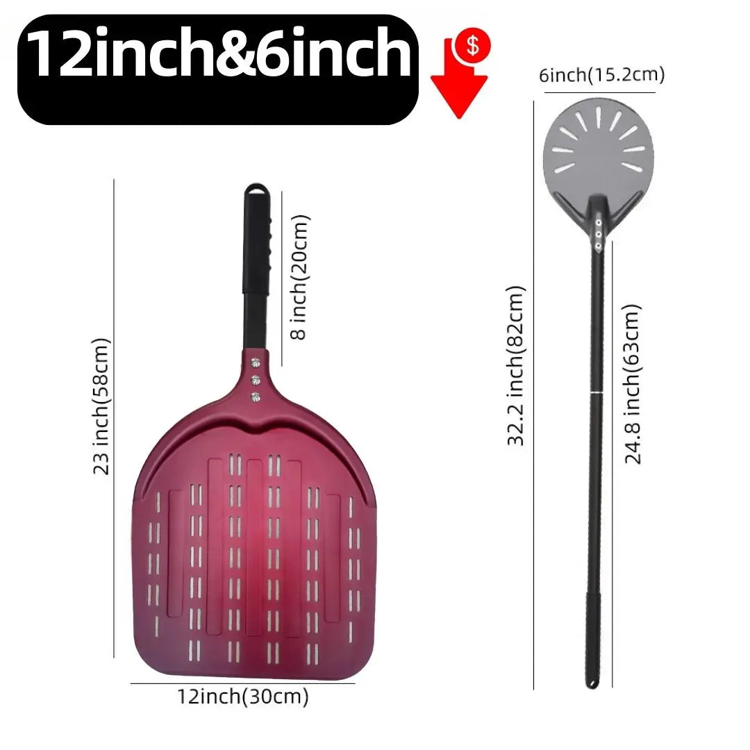 Hard-Anodized Aluminum Pizza Peel 6, 12, 13 and 14 Inch (15, 30, 33, 35.5 cm) Bread Paddle Oven Spatula