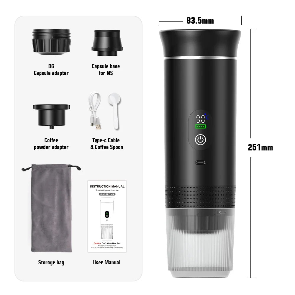 Portable Espresso Machine | 3-in-1 | Capsule, Pod & Ground Coffee