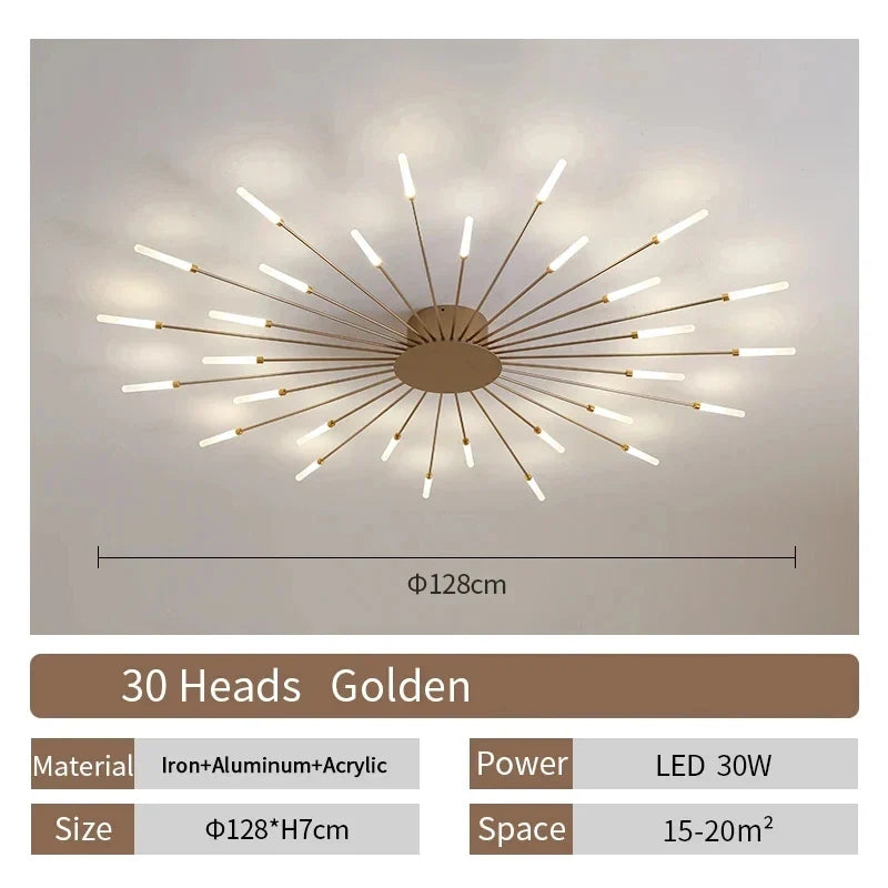 Modern LED Chandelier Ceiling Light | Black or Gold | 12–42 Head