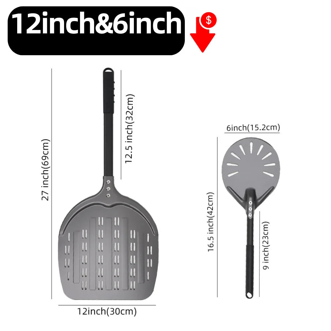 Hard-Anodized Aluminum Pizza Peel 6, 12, 13 and 14 Inch (15, 30, 33, 35.5 cm) Bread Paddle Oven Spatula