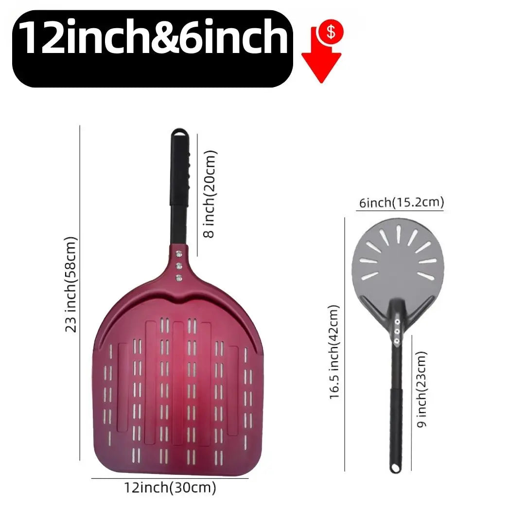 Hard-Anodized Aluminum Pizza Peel 6, 12, 13 and 14 Inch (15, 30, 33, 35.5 cm) Bread Paddle Oven Spatula