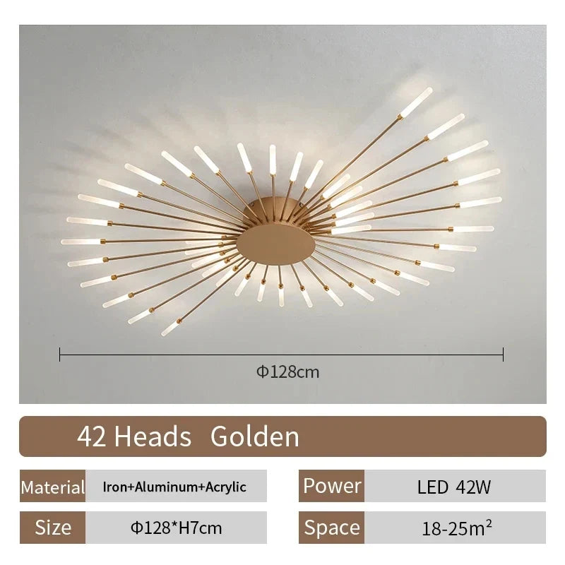 Modern LED Chandelier Ceiling Light | Black or Gold | 12–42 Head