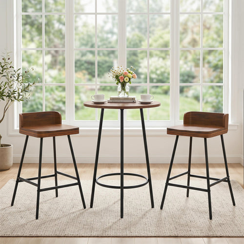 24" Industrial Bar Stool with Low Back - Set of 4