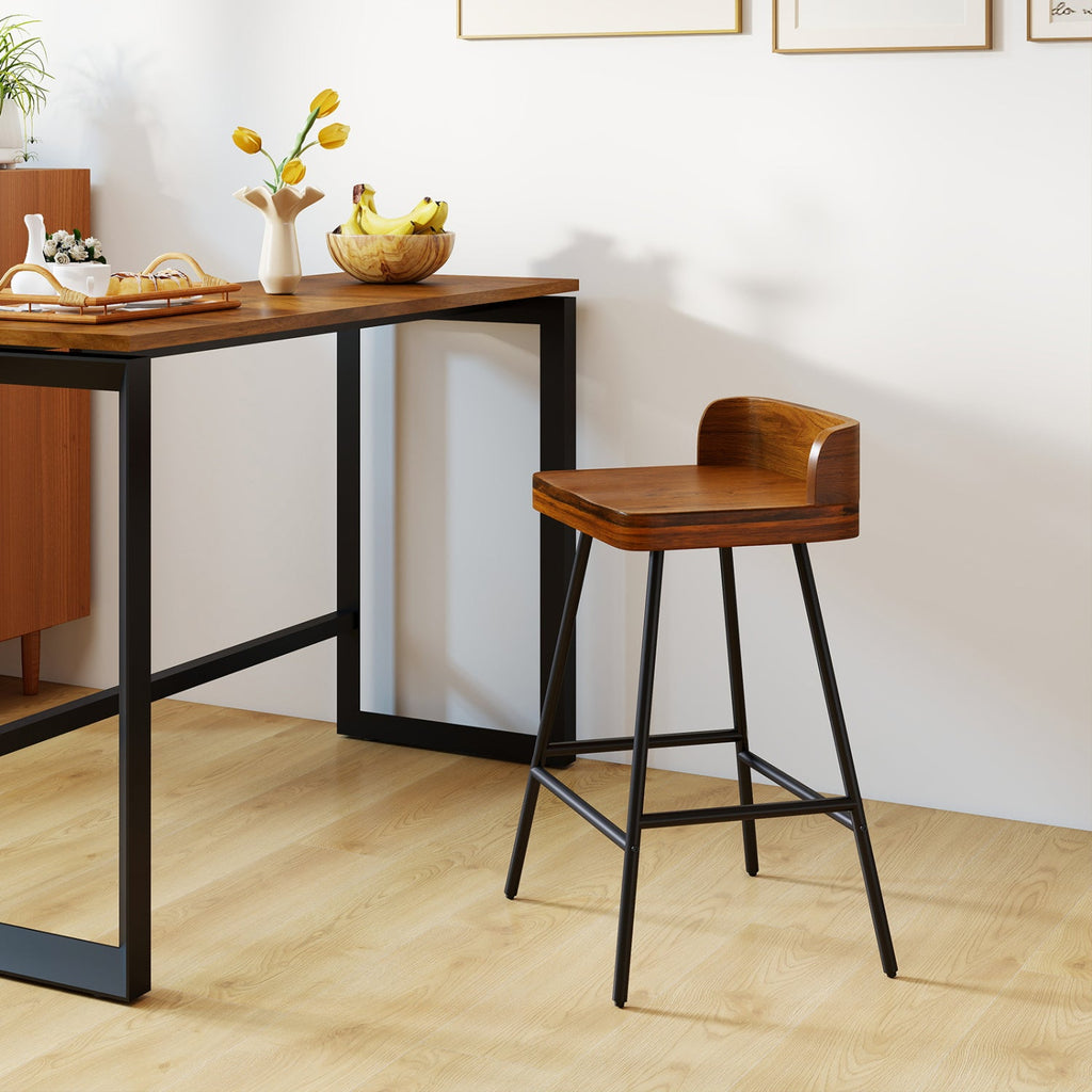 24" Industrial Bar Stool with Low Back - Set of 4