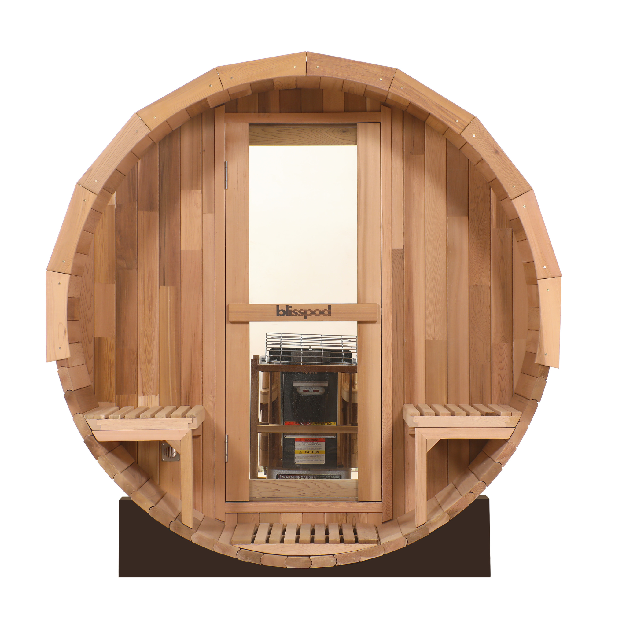 Prague Canadian Red Cedar Outdoor Barrel Sauna – 2-4 & 4-6 Person with Full Glass Back