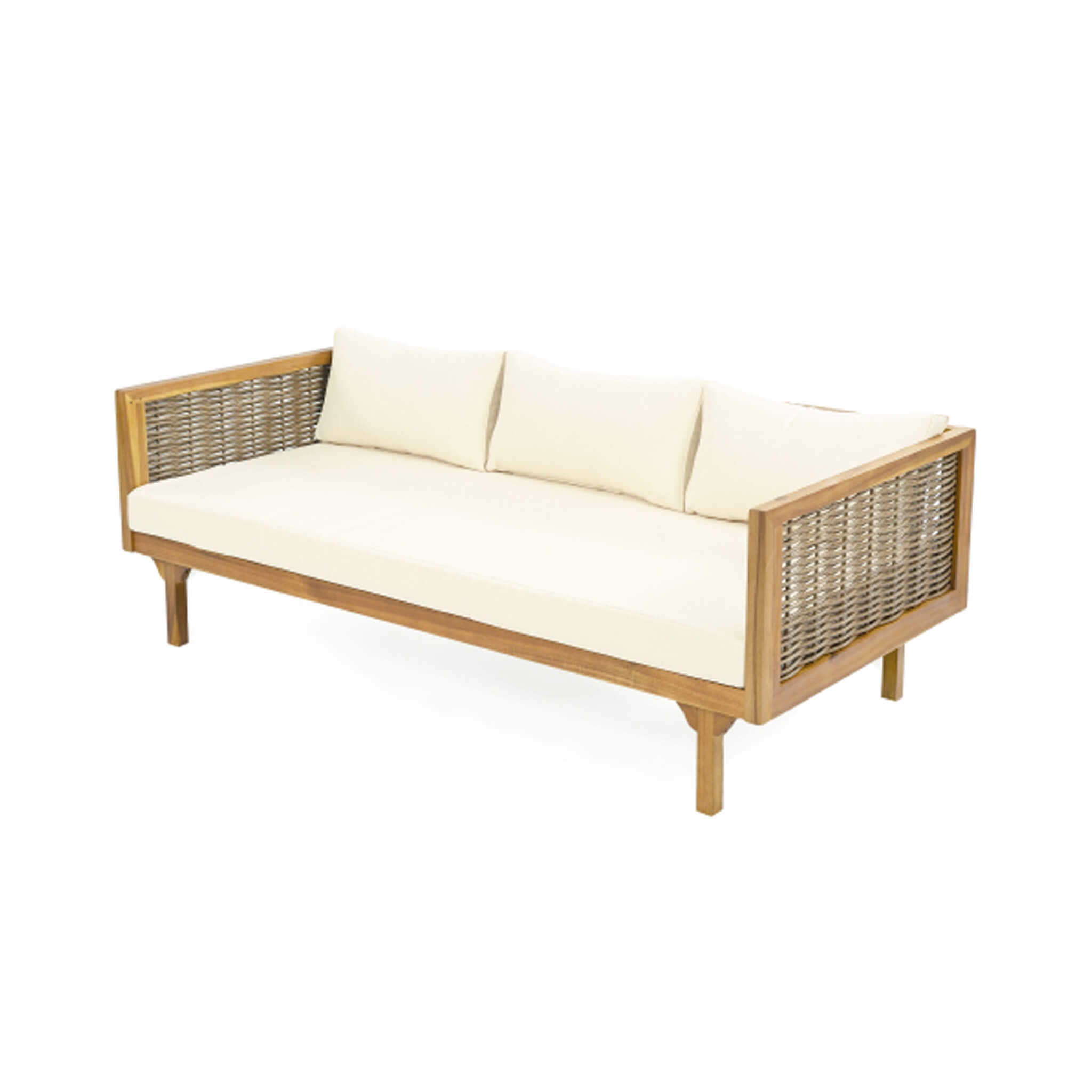 Alora 3-Seater Acacia Wood Daybed Sofa – Convertible with Water-Resistant Cushions