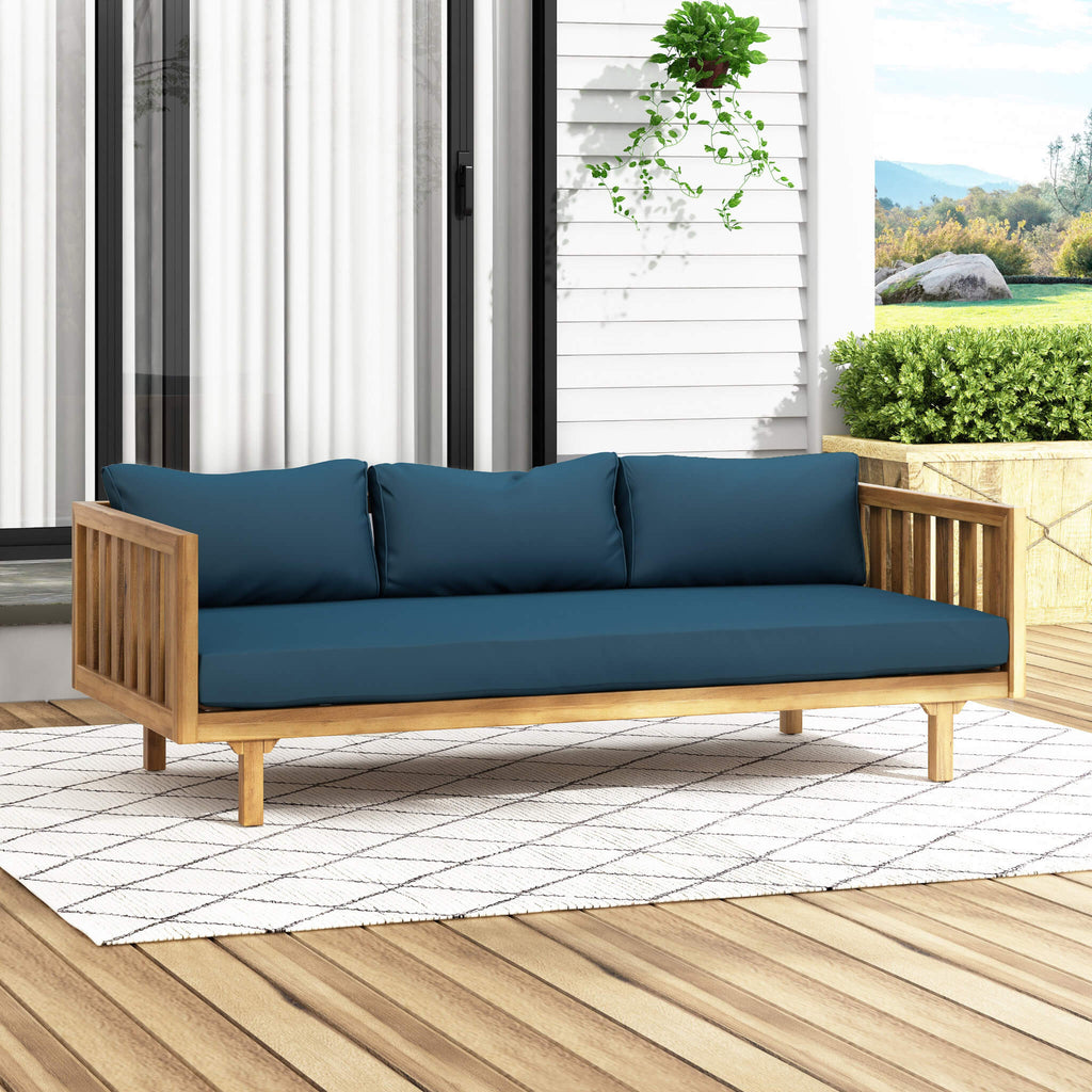 Alora 3-Seater Acacia Wood Daybed Sofa – Convertible with Water-Resistant Cushions