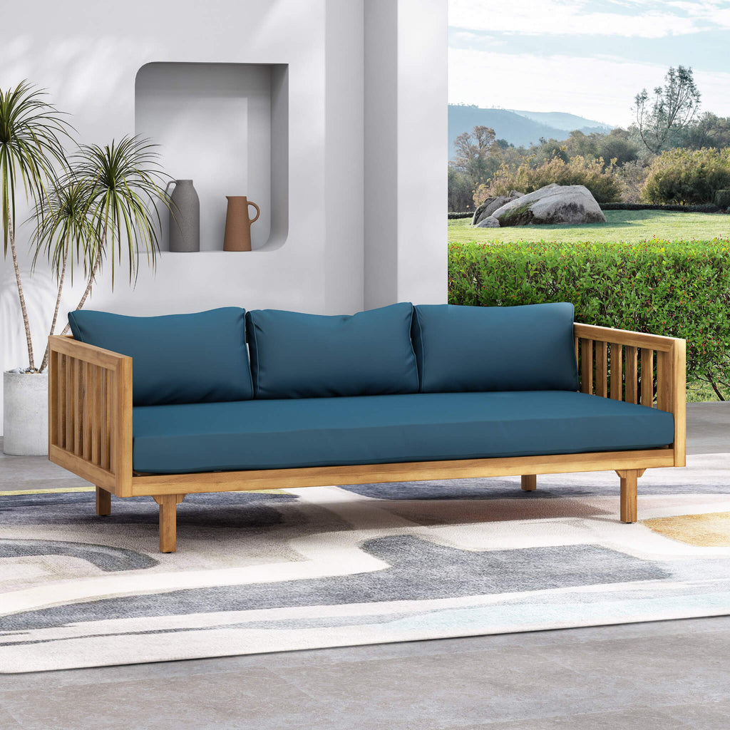 Alora 3-Seater Acacia Wood Daybed Sofa – Convertible with Water-Resistant Cushions