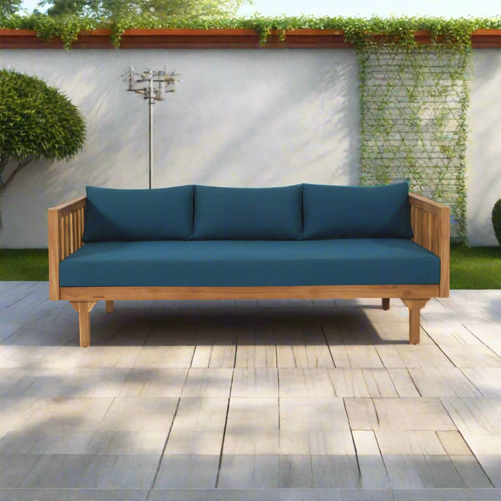 Alora 3-Seater Acacia Wood Daybed Sofa – Convertible with Water-Resistant Cushions