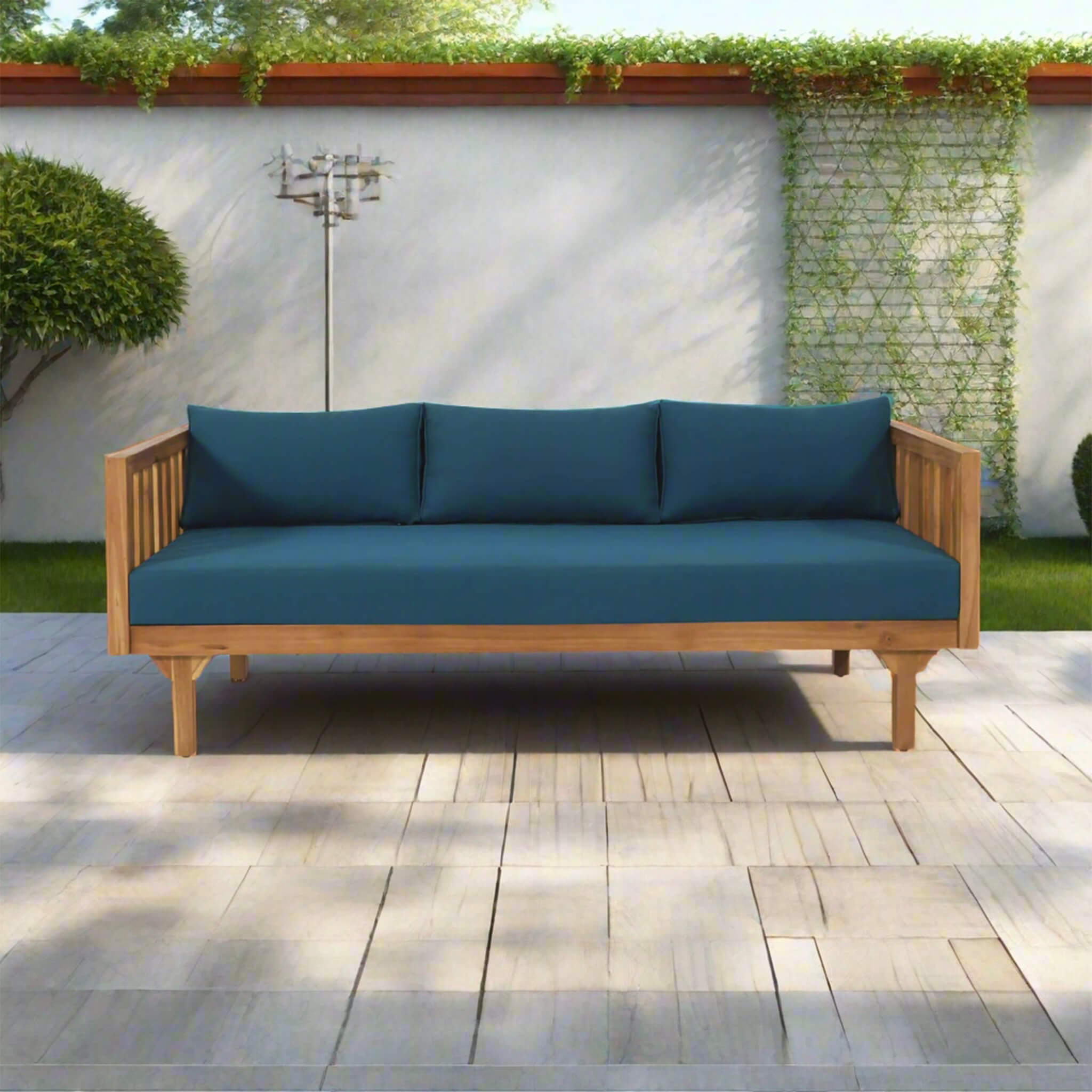Alora 3-Seater Acacia Wood Daybed Sofa – Convertible with Water-Resistant Cushions