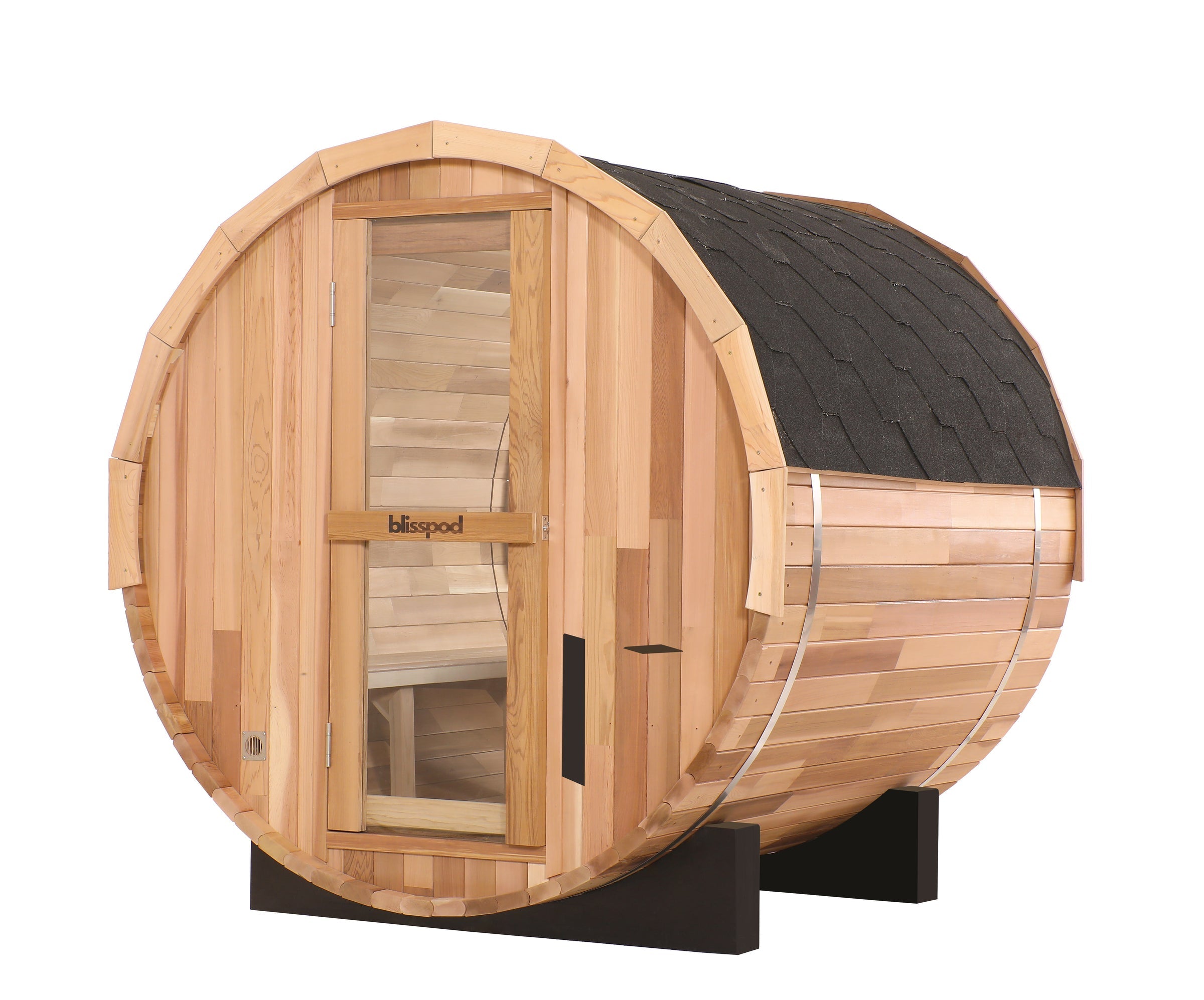 Prague Canadian Red Cedar Outdoor Steam Barrel Sauna | Full Glass Back
