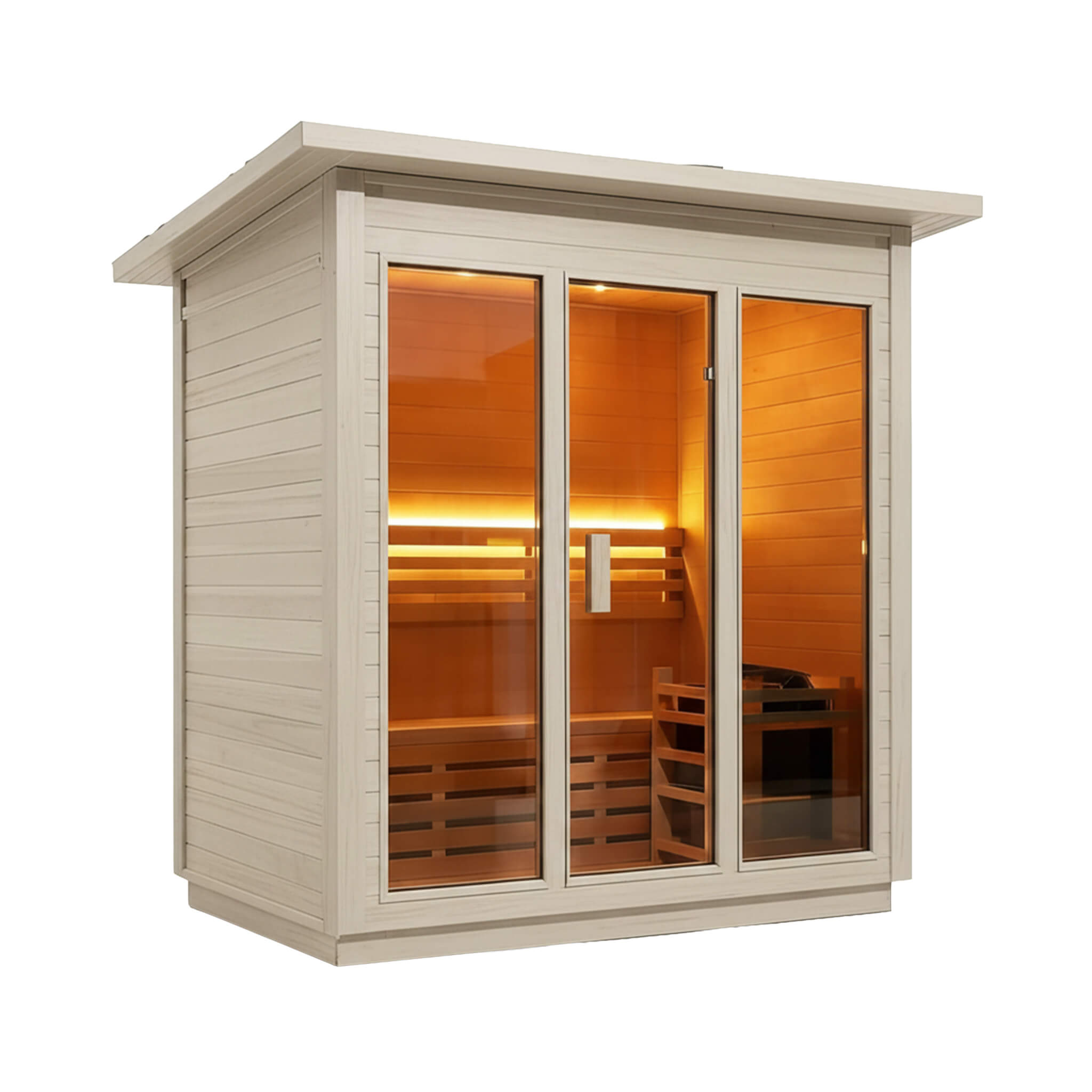 Custom 4-Person Luxury Spruce Outdoor Steam Sauna With Heater And Stones [Made-To-Order] (SAK87912)