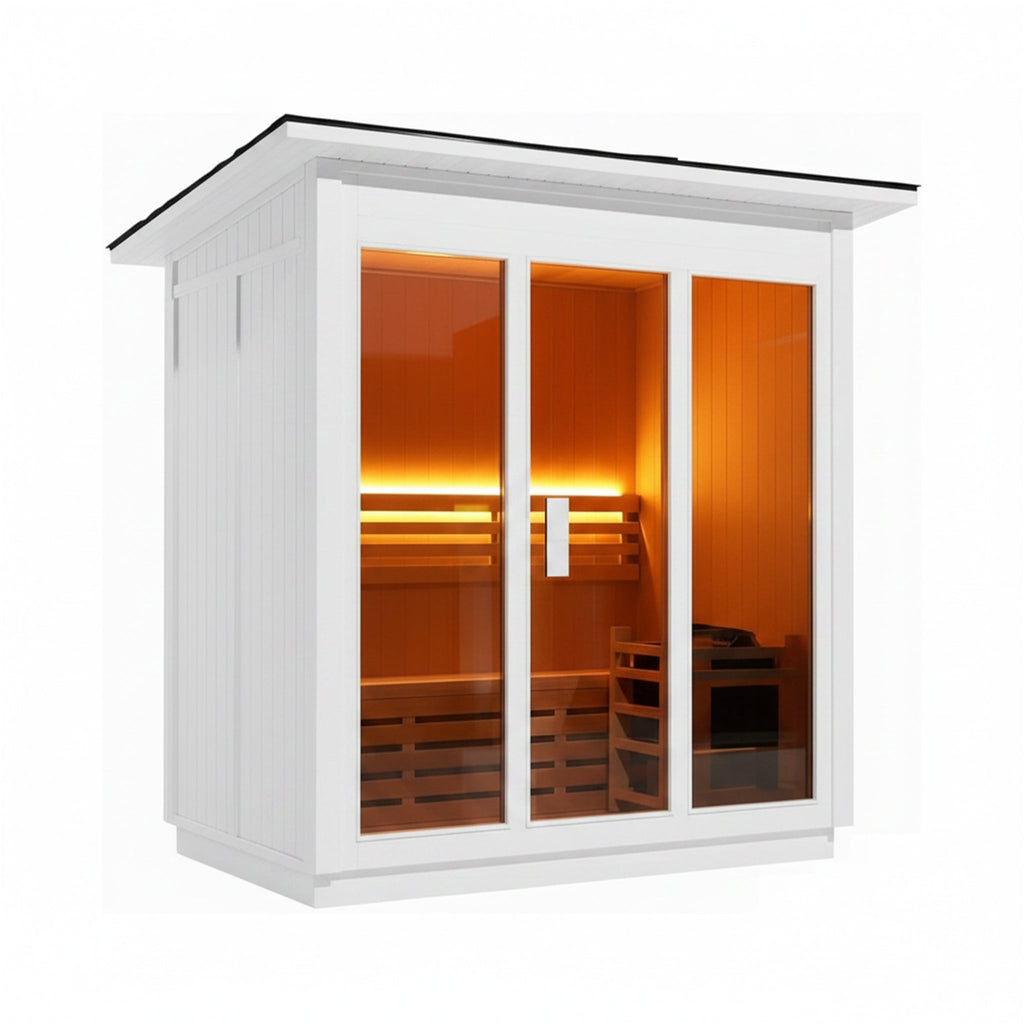 Custom 4-Person Luxury Spruce Outdoor Steam Sauna With Heater And Stones [Made-To-Order] (SAK87912)