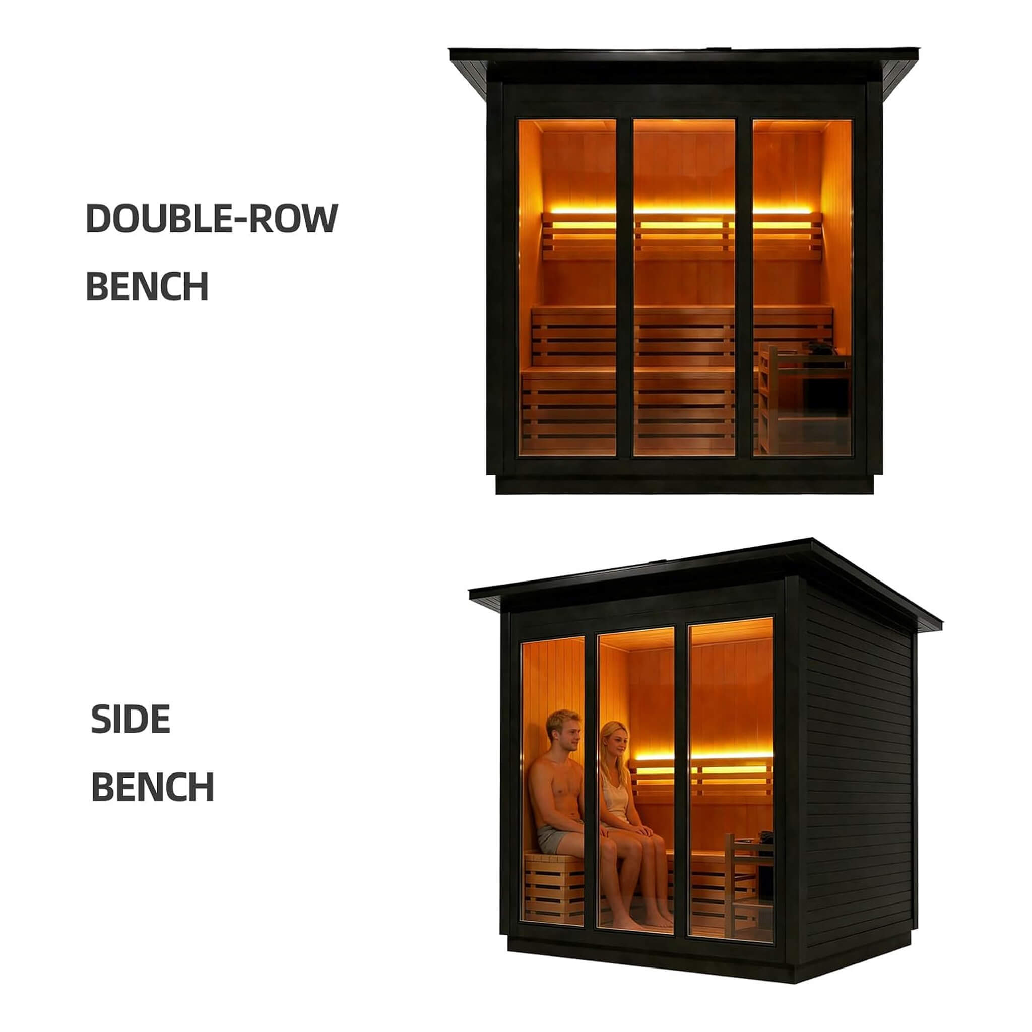 Custom 4-Person Luxury Spruce Outdoor Steam Sauna With Heater And Stones [Made-To-Order] (SAK87912)