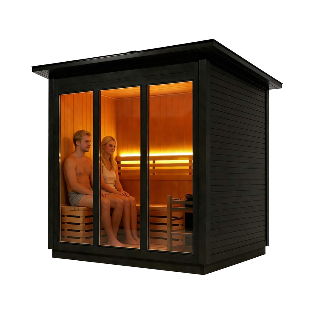 Custom 4-Person Luxury Spruce Outdoor Steam Sauna With Heater And Stones [Made-To-Order] (SAK87912)