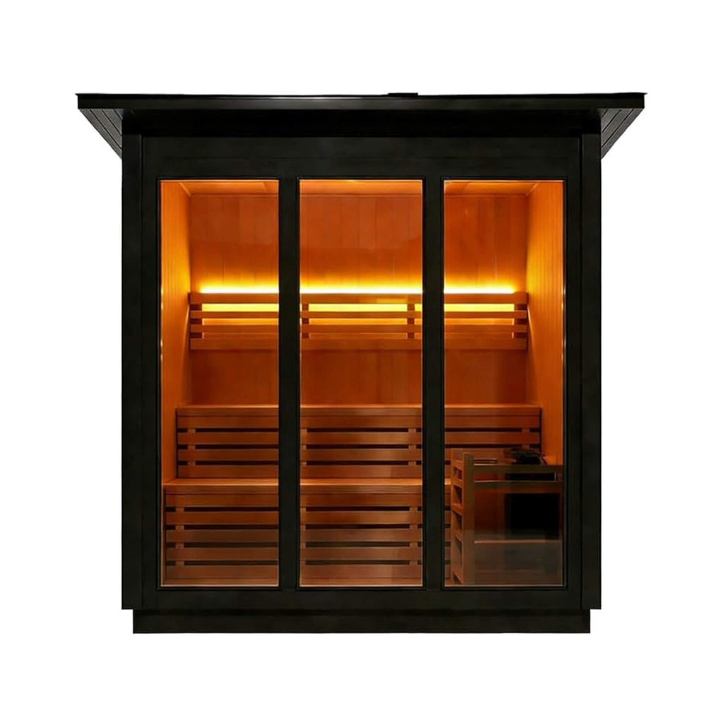 Custom 4-Person Luxury Spruce Outdoor Steam Sauna With Heater And Stones [Made-To-Order] (SAK87912)