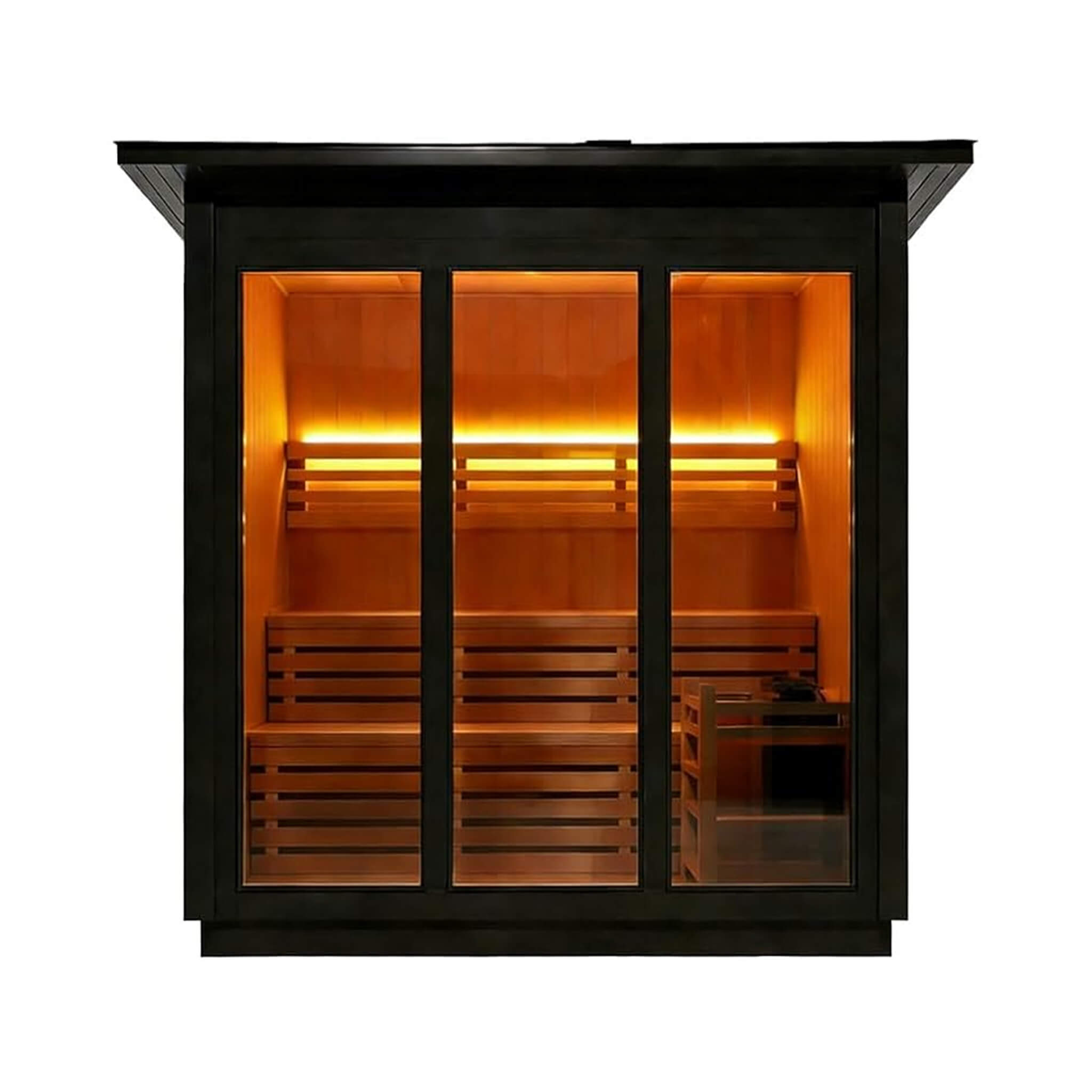 Custom 4-Person Luxury Spruce Outdoor Steam Sauna With Heater And Stones [Made-To-Order] (SAK87912)