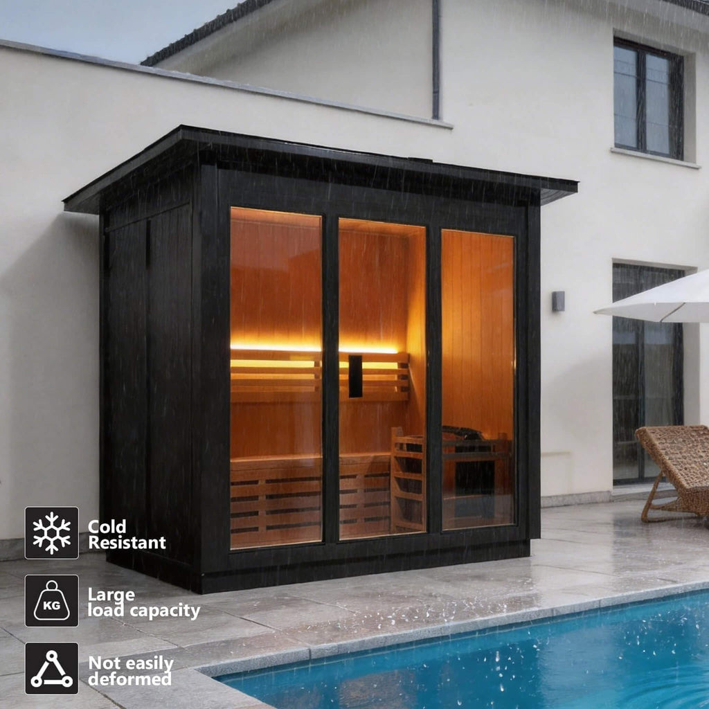 Custom 4-Person Luxury Spruce Outdoor Steam Sauna With Heater And Stones [Made-To-Order] (SAK87912)