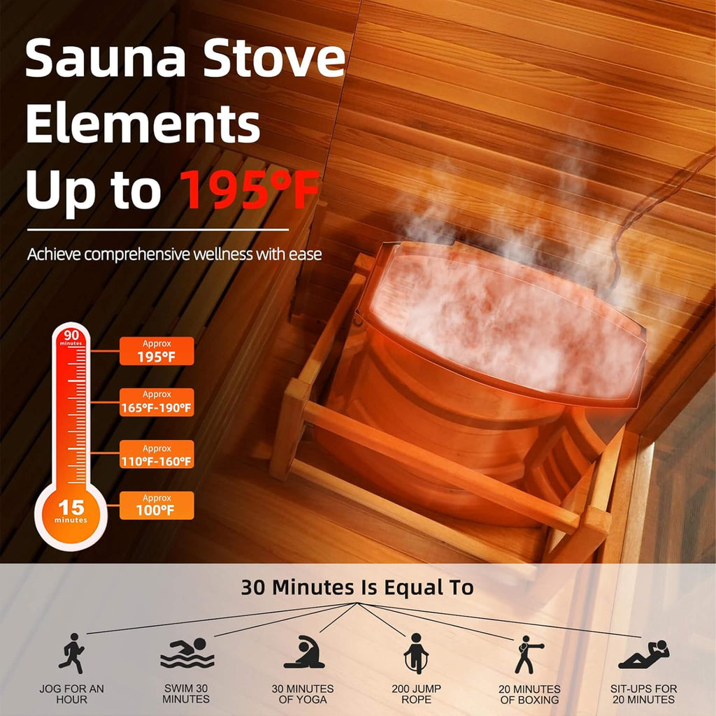 Custom 4-Person Luxury Spruce Outdoor Steam Sauna With Heater And Stones [Made-To-Order] (SAK87912)