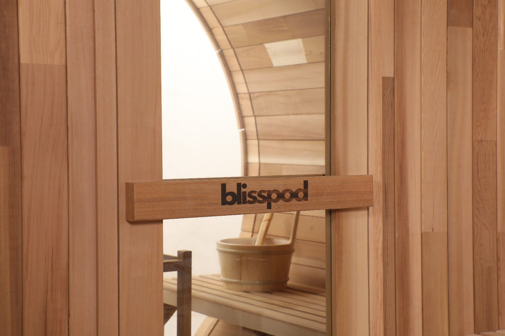 Prague Canadian Red Cedar Outdoor Steam Barrel Sauna | Full Glass Back