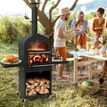 Outdoor Charcoal Pizza Oven with Cover, Grill Racks & Built-In Thermometer