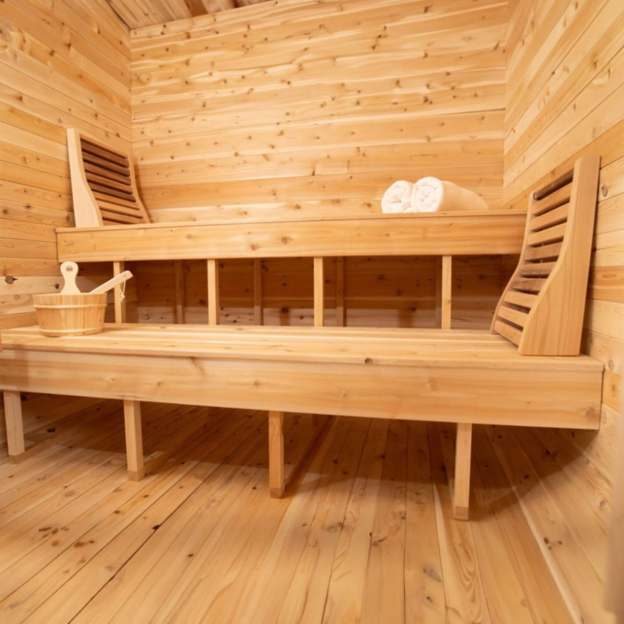 Dundalk Leisurecraft 4-Person Canadian Timber Luna Cube Sauna With Sloped Roof & Front Window (CTC22LU)