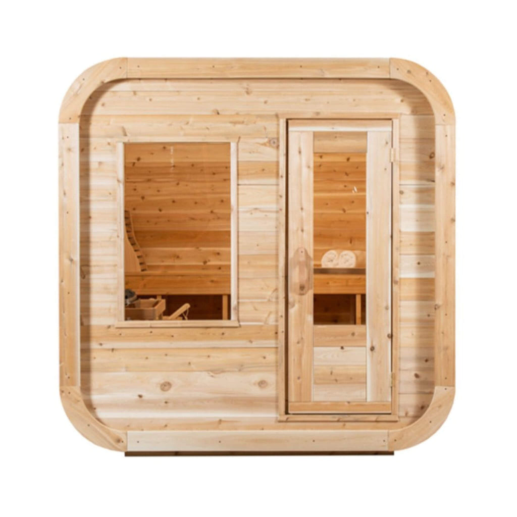 Dundalk Leisurecraft 4-Person Canadian Timber Luna Cube Sauna With Sloped Roof & Front Window (CTC22LU)
