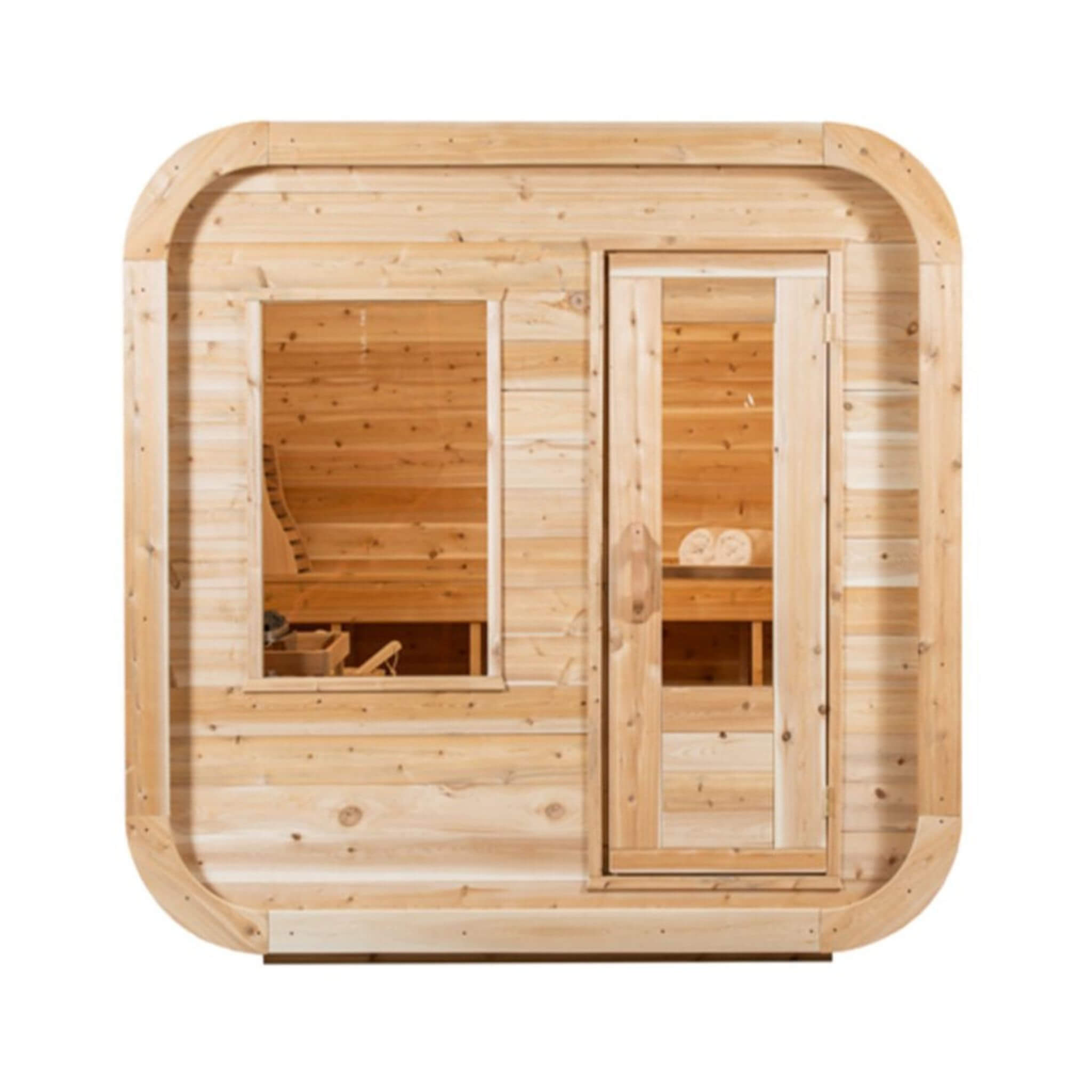 Dundalk Leisurecraft 4-Person Canadian Timber Luna Cube Sauna With Sloped Roof & Front Window (CTC22LU)